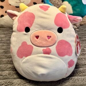 NWT Squishmallow Evangelica 11” Pink Cow 2022 Valentine Kellytoy Soft Plush